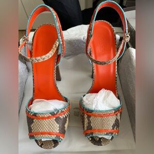 Gucci python bicolor platform stiletto heels